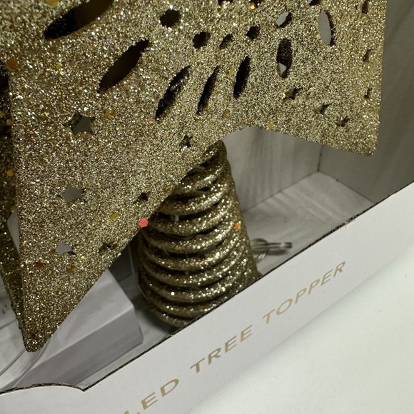 NEW Christmas Tree Star Topper LED Rainbow Lights Gold Glitter Peace & Joy 10" - Picture 6 of 9